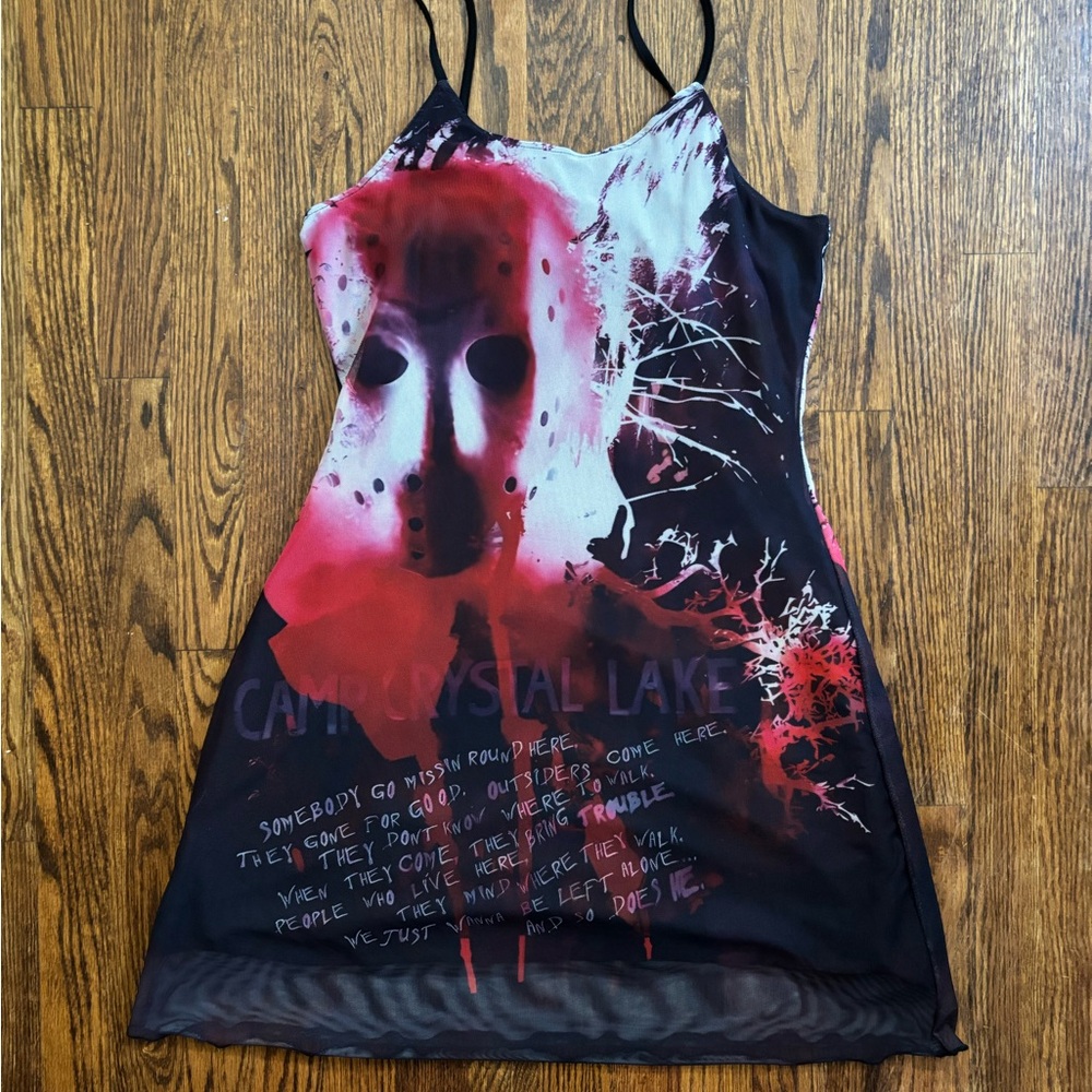 SOLD Friday the 13th Camp Crystal Lake Jason Voorhees mesh lined dress